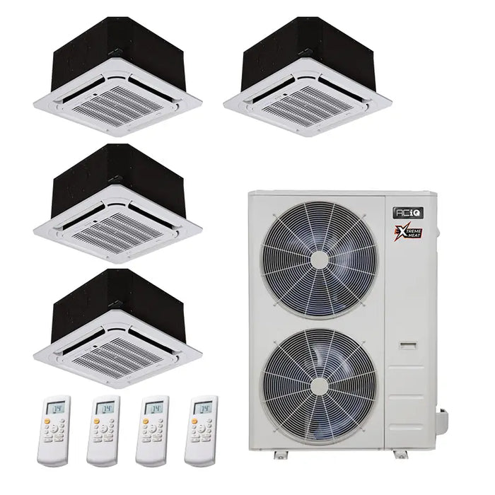 ACiQ 36,000 BTU 22.2 SEER2 4-Zone Ceiling Cassette Mini Split System w/ Extreme Heat